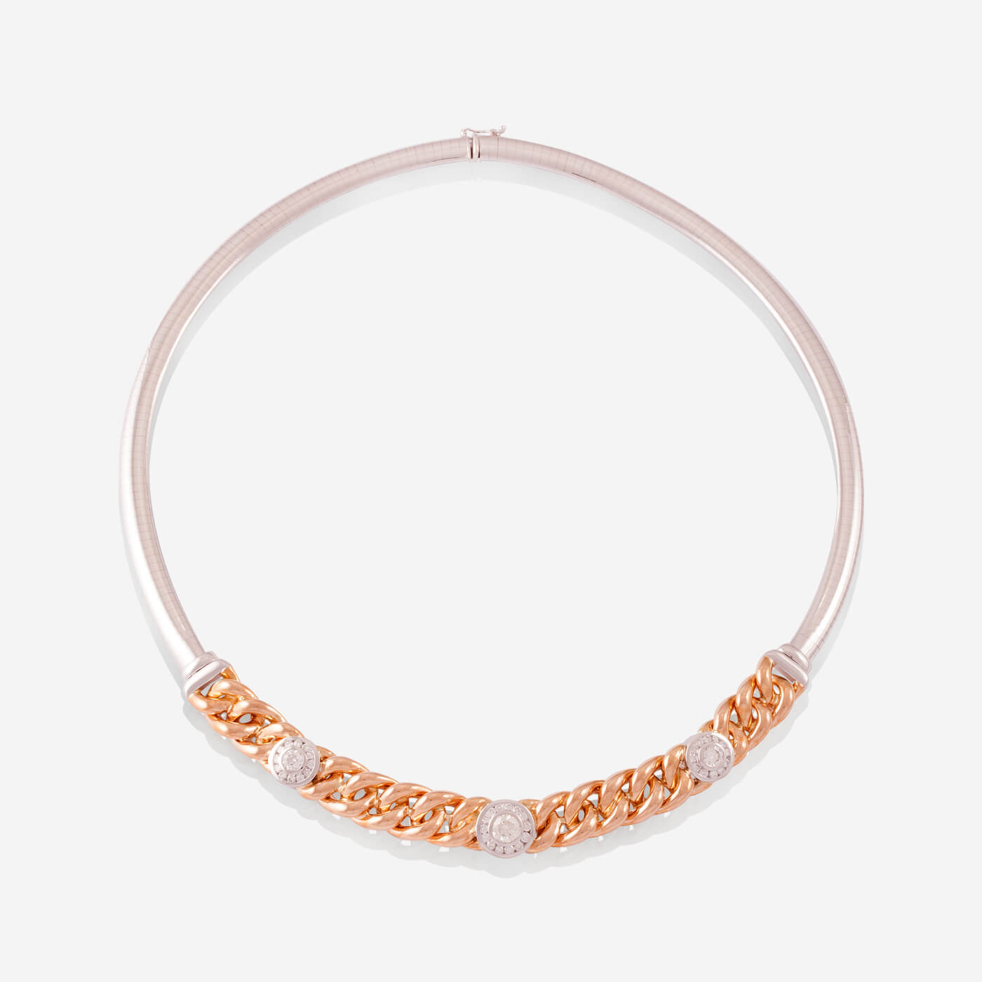 White Gold Choker With Yellow Gold Chain Diamonds - Ref: RG04078