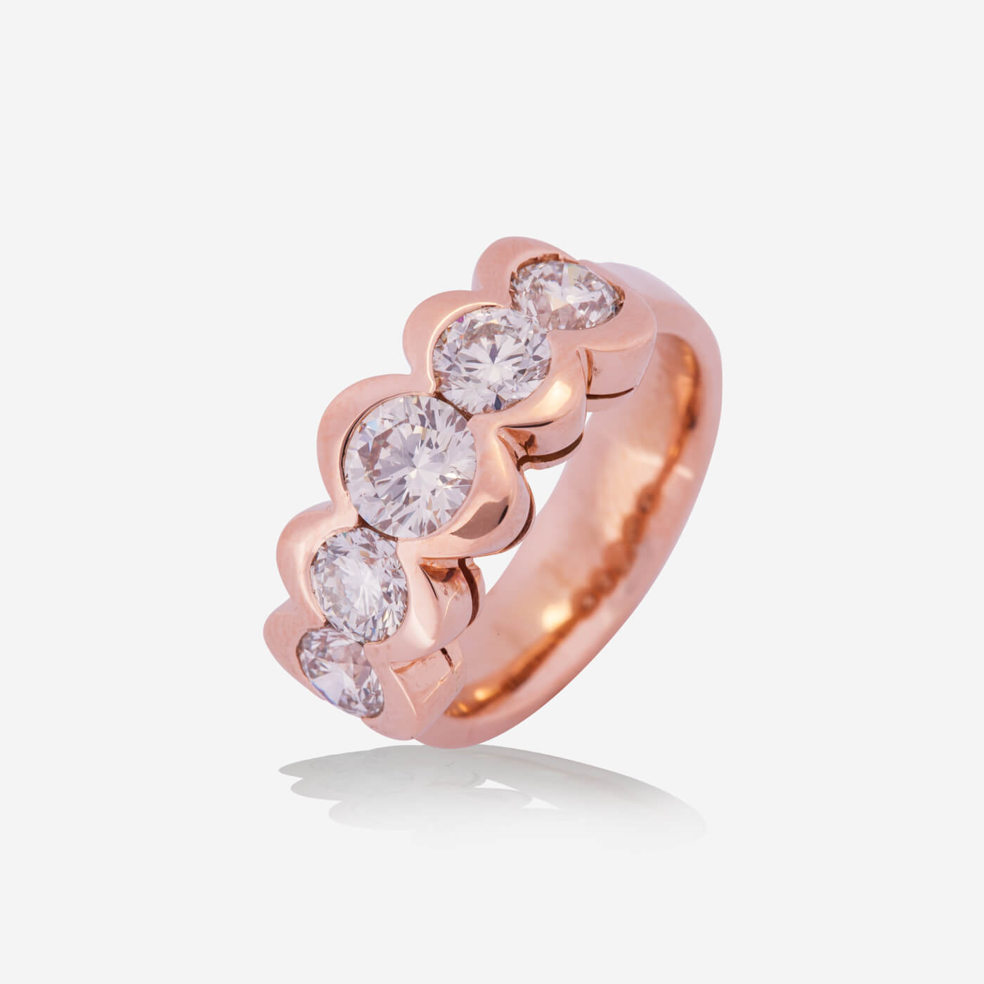 Rose Gold 5 Round Diamonds Ring - Ref: RY07567